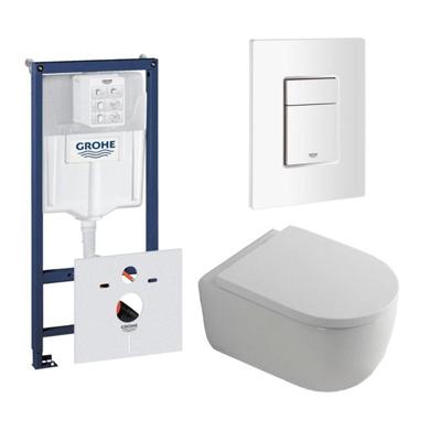QeramiQ Dely Swirl Toiletset - 36.5x53cm - Grohe Rapid inbouwreservoir - 35mm zitting - witte bedieningsplaat - rechthoekige knoppen - glans wit 0720003/0729205/SW1000767/SW1026256 QeramiQ Dely Swirl Toiletset - 36.5x53cm - Grohe Rapid inbouwreservoir - 35mm zitting - witte bedieningsplaat - rechthoekige knoppen - glans wit 0720003/0729205/SW1000767/SW1026256