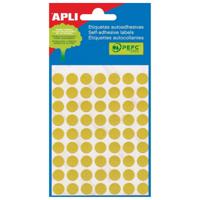 Apli ronde etiketten in etui diameter 10 mm, geel, 315 stuks, 63 per blad (2051) - thumbnail
