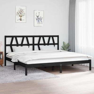 Bedframe massief grenenhout zwart 200x200 cm Bedframe massief grenenhout zwart 200x200 cm