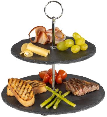 Sareva Etagere - Serveertoren - Leisteen - ø 20 & 22 cm - 2 Laags Sareva Etagere - Serveertoren - Leisteen - ø 20 & 22 cm - 2 Laags