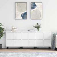 Dressoirs 3 st bewerkt hout hoogglans wit - thumbnail