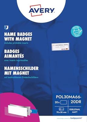 Avery-Zweckform POL30MA66-20DR Naamplaatje (b x h) 70 mm x 30 mm 20 stuk(s)