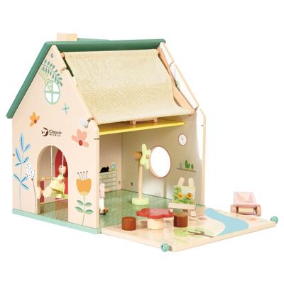 Classic World houten poppenhuisje met tuintje, 10dlg. Classic World houten poppenhuisje met tuintje, 10dlg.