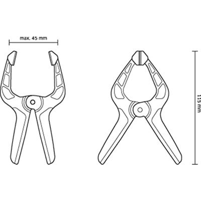 TOOLCRAFT 2226761 Veerklem 45 mm 6 kg (4 stuks) Spanbreedte (max.):45 mm Afmeting, lengte: 115 mm Afm. werkbereik:50 mm TOOLCRAFT 2226761 Veerklem 45 mm 6 kg (4 stuks) Spanbreedte (max.):45 mm Afmeting, lengte: 115 mm Afm. werkbereik:50 mm