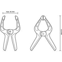 TOOLCRAFT 2226761 Veerklem 45 mm 6 kg (4 stuks) Spanbreedte (max.):45 mm Afmeting, lengte: 115 mm Afm. werkbereik:50 mm - thumbnail