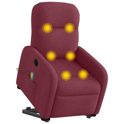 Sta-op-massagestoel elektrisch verstelbaar stof wijnrood - thumbnail