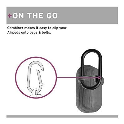 U by UAG [U] DOT Soft-Touch siliconen hoes Apple Airpods 2 (2019) / Apple Airpods 1 (2016) [Wireless Charging compatibel (LED zichtbaar), Lightning-aansluiting afdekking, karabijnhaak] grijs