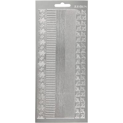 Creativ Company Stickers, randen, vel 10x23 cm, zilver, 1 vel