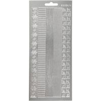 Creativ Company Stickers, randen, vel 10x23 cm, zilver, 1 vel - thumbnail