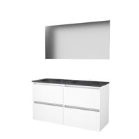 Basic-Line Ultimate 46 Badkamermeubelset - 120 x 46 cm - Greeploos - 4 Lades - Hardstenen Wastafel - Zonder Kraangat - Spiegel met Indirecte LED Verlichting - Ice White - thumbnail