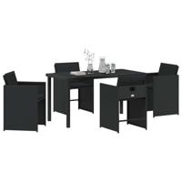 5-delige tuinset met kussens zwart poly rattan - thumbnail