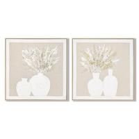 Schilderij Home ESPRIT Wit Beige Vaas Cottage 62 x 4,5 x 62 cm (2 Stuks) - thumbnail