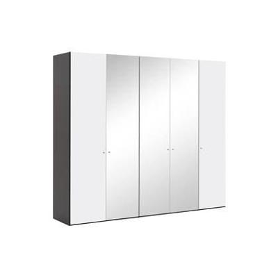 Goossens Kledingkast Easy Storage Ddk, Kledingkast 253 cm breed, 220 cm hoog, 2x draaideur en 3x spiegel draaideur midden