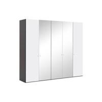 Goossens Kledingkast Easy Storage Ddk, Kledingkast 253 cm breed, 220 cm hoog, 2x draaideur en 3x spiegel draaideur midden - thumbnail