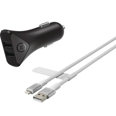 BlueBuilt Autolader met 2 Usb Poorten 12W + Lightning Kabel 1,5m Nylon Zwart BlueBuilt Autolader met 2 Usb Poorten 12W + Lightning Kabel 1,5m Nylon Zwart