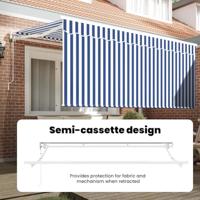 VidaXL Inklapbaar zonnescherm blauw en wit 300 x 200 cm - thumbnail