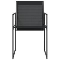 Tuinstoelen 4 st staal en textileen zwart - thumbnail