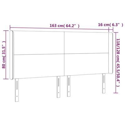 Hoofdbord met randen 163x16x118/128 cm stof donkerbruin - thumbnail