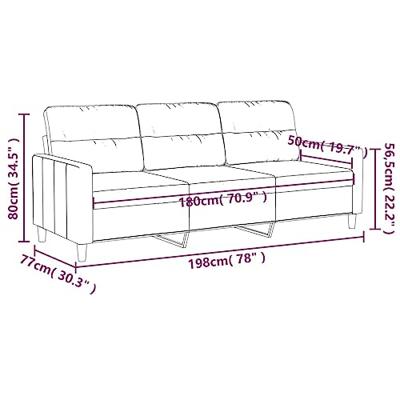 Driezitsbank 180 cm stof wijnrood