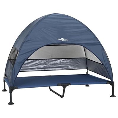 VidaXL Verhoogd hondenbed marineblauw 127 x 81 x 108 cm stof en staal