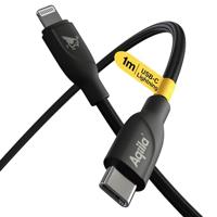 Aqiila USB-C-kabel USB 2.0 Apple Lightning stekker 1.00 m Zwart AQCBPBICB1BD850 - thumbnail