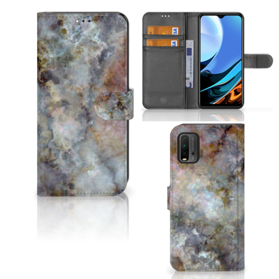 Xiaomi Redmi 9T | Poco M3 | Bookcase | Marmer Grijs