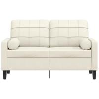 Tweezitsbank met sierkussens 120 cm fluweel crèmekleurig - thumbnail