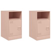 Nachtkastjes 2 st 34,5x39x62 cm staal roze - thumbnail