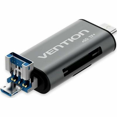 Vention CCHH0 geheugenkaartlezer USB Type-A/USB Type-C/Micro-USB Grijs Vention CCHH0 geheugenkaartlezer USB Type-A/USB Type-C/Micro-USB Grijs