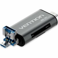 Vention CCHH0 geheugenkaartlezer USB Type-A/USB Type-C/Micro-USB Grijs - thumbnail