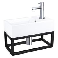 Differnz Force fonteinset keramiek kraan recht chroom 40 x 22 x 11.5 cm met handdoekrek - thumbnail