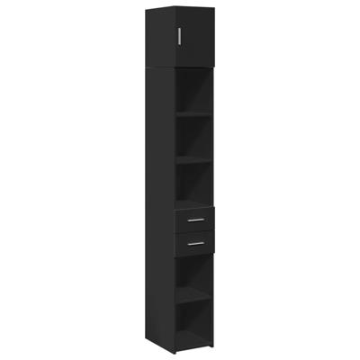 Opbergkast smal 30x42,5x225 cm bewerkt hout zwart