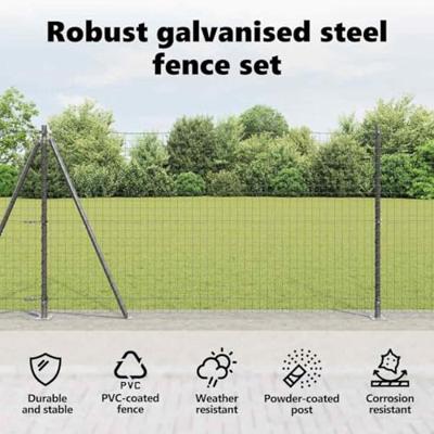 VidaXL Hek met paal grijs 1,2 x 10 m staal en pvc VidaXL Hek met paal grijs 1,2 x 10 m staal en pvc