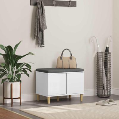 Halbank met kussen met opslag met de deur Wit 60 x 38 x 46 cm