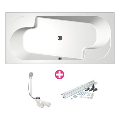 Xenz Parel Duobad - 190x90x48 - afvoer Midden - acryl - wit 6989-01