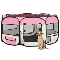 VidaXL Hondenren inklapbaar met draagtas 145x145x61 cm roze - thumbnail