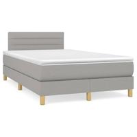 Boxspring met matras stof lichtgrijs 120x200 cm - thumbnail