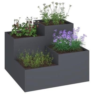 VidaXL Tuin bloempot antraciet 100 x 100 x 60 cm staal VidaXL Tuin bloempot antraciet 100 x 100 x 60 cm staal