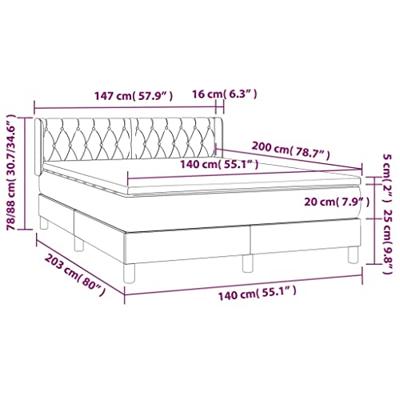 Boxspring met matras stof lichtgrijs 140x200 cm