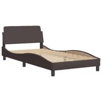 Bedframe zonder matras stof donkerbruin 140x200 cm - thumbnail
