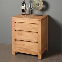 Tower Living Nachtkastje 'Corona' Teak met 3 laden - thumbnail