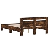 Bedframe met hoofdeinde bewerkt hout gerookt eiken 120x190 cm - thumbnail