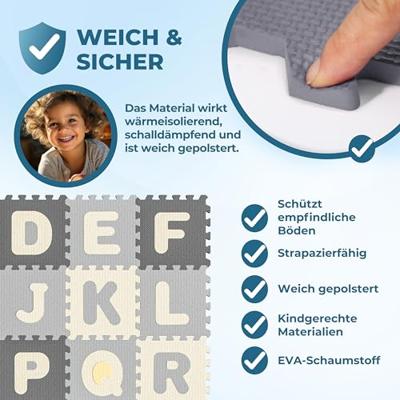Puzzelmat 86 delig met getallen en letters Grijs - thumbnail
