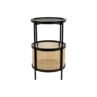 ZILT Ronde Bijzettafel 'Maddie' Rotan, kleur Zwart - thumbnail