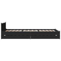 Bedframe met lades bewerkt hout zwart 90x200 cm - thumbnail
