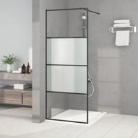 VidaXL Inloopdouchewand 80x195 cm halfmat esg-glas zwart - thumbnail