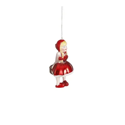Ornament Roodkapje glas rood l5,5xb6xh13 cm Efteling kersthuisje Luville - Luville