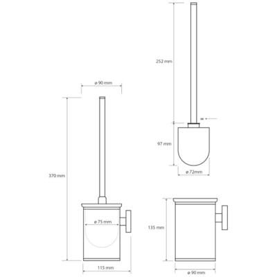 Toiletborstelhouder Sapho X-Steel Hangend Rond Geborsteld RVS Toiletborstelhouder Sapho X-Steel Hangend Rond Geborsteld RVS