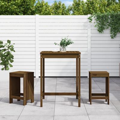 3-delige Tuinbarset massief grenenhout honingbruin - thumbnail