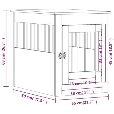 VidaXL Hondenbench 55 x 80 x 68 cm bewerkt hout grijs sonoma